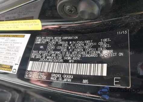 2014 Toyota 4Runner Sr5 from USA, damaged, VIN JTEZU5JR6E5069285